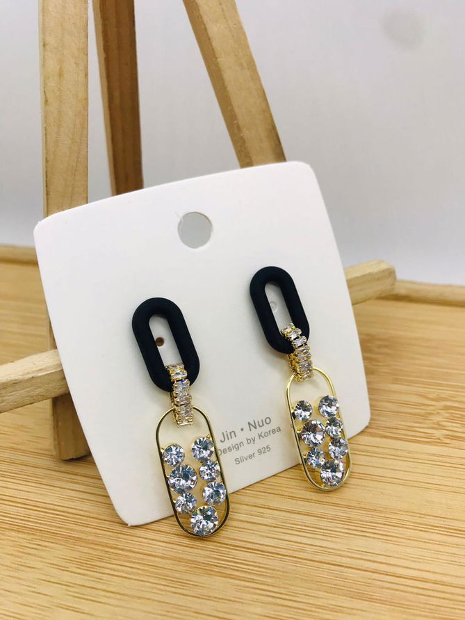 2 AD Diamond Steel And Rose Gold Party Wear Earrings Manufacturers
